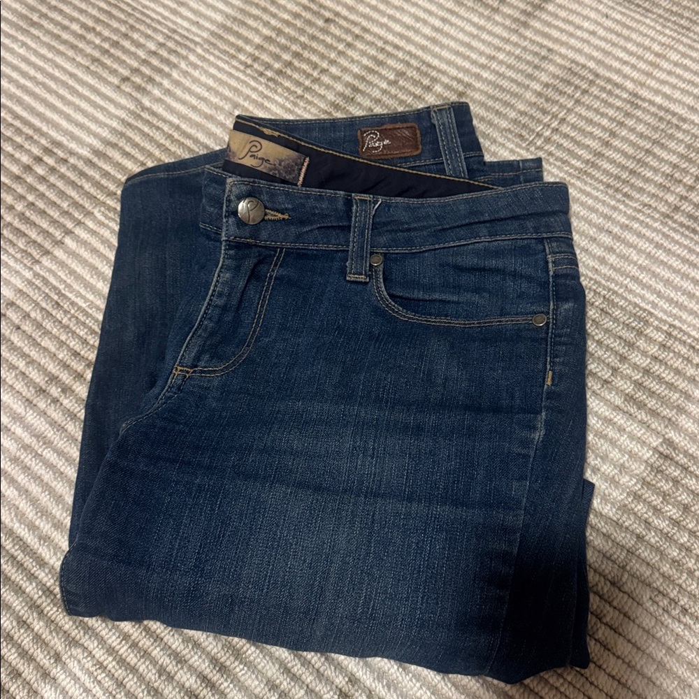 PAIGE Dark Indigo Straight Leg Jeans
